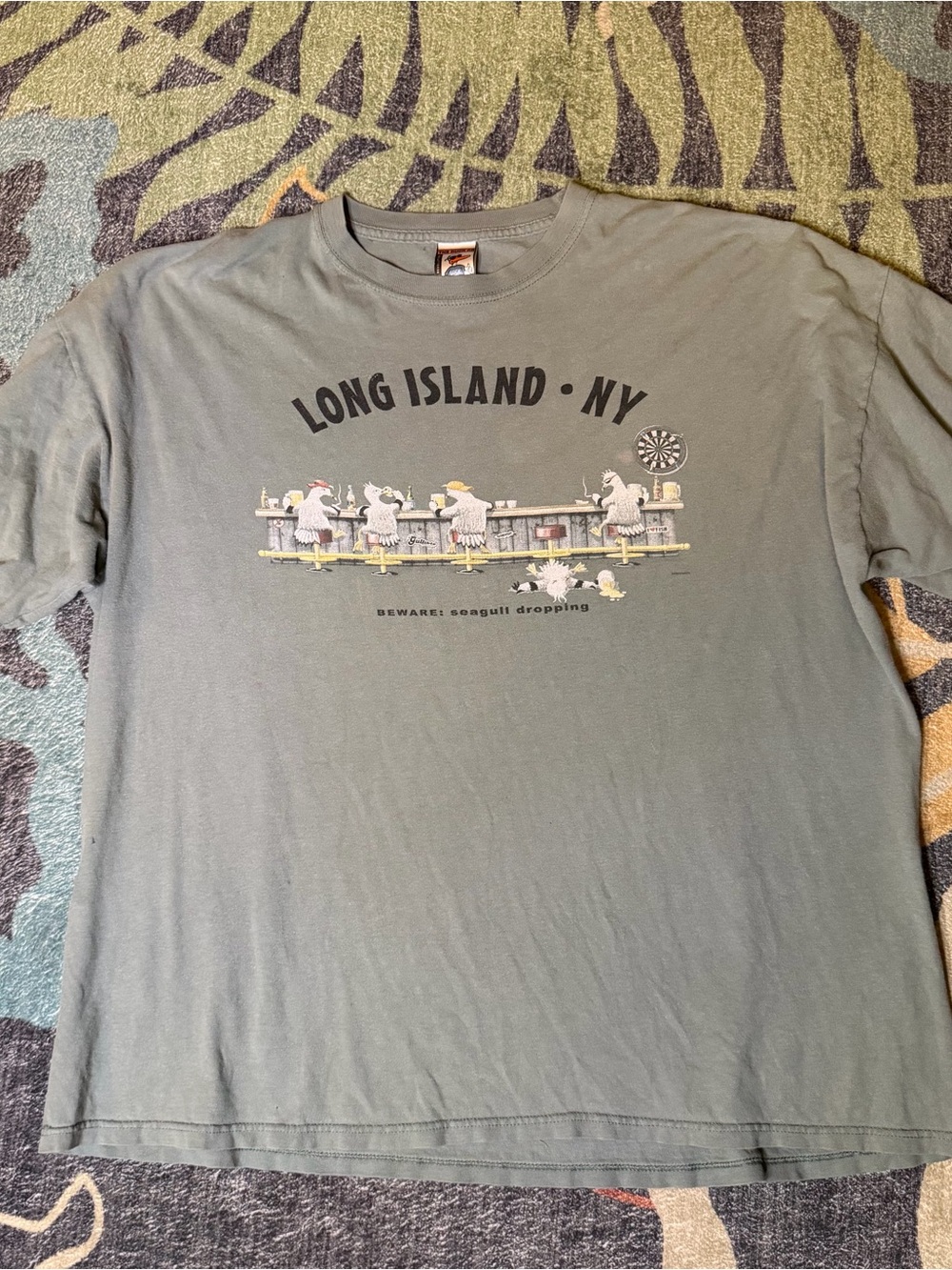 Long Island NY Seagull Graphic Tee - Olive Green